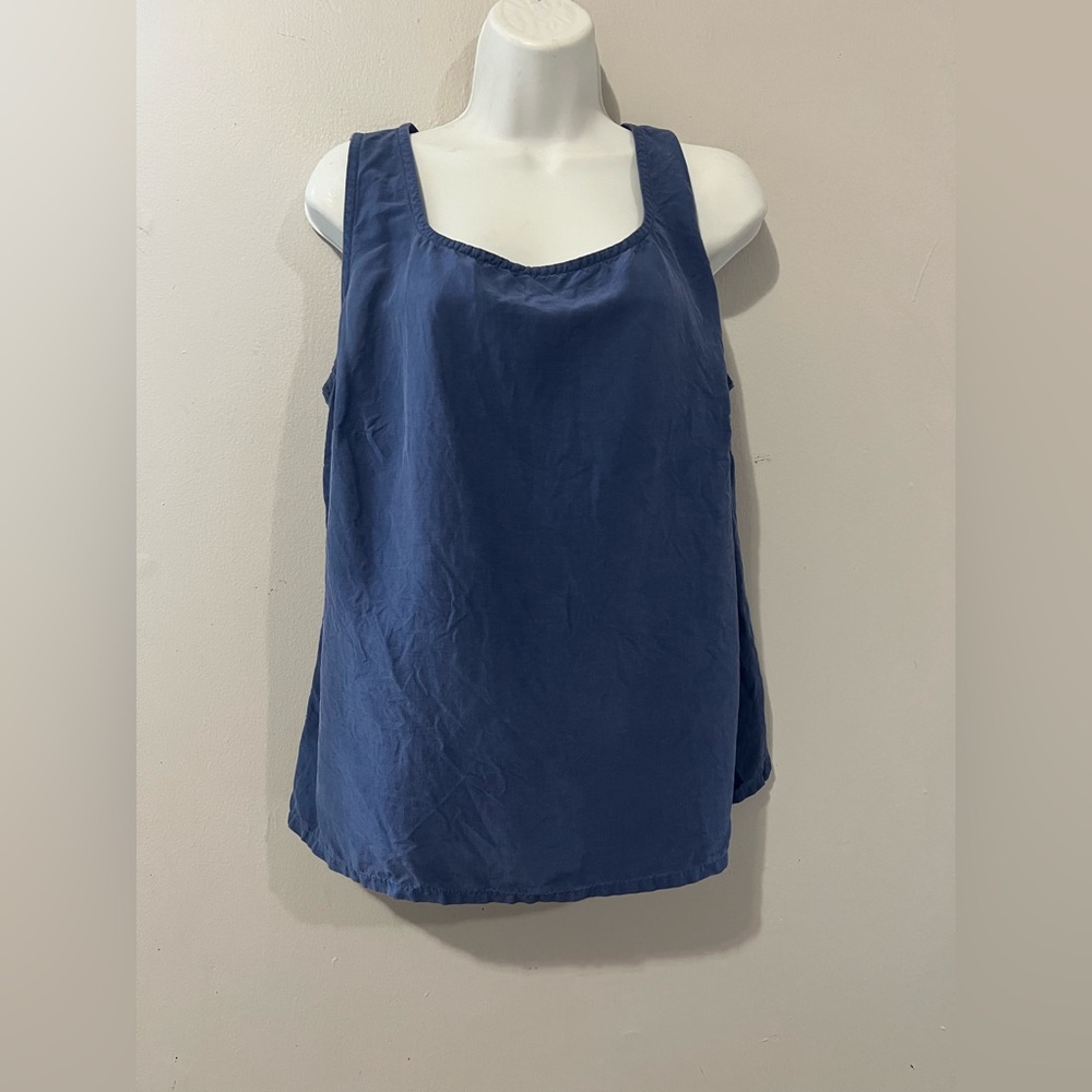INC International Concepts Blue Tank Top silk ,linen